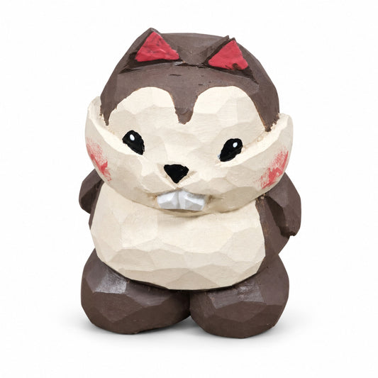 Coonli Hand Carved Wooden Squirrel Figurine – Animal Statue (4.5cm)