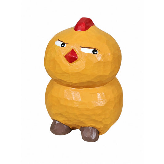 Coonli Hand Carved Wooden Standing Chicken Figurine – Animal Statue (6.3cm)