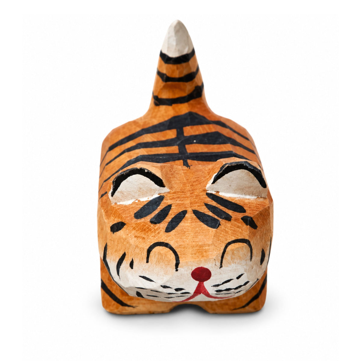 Coonli Hand Carved Wooden Tiger Figurine – Animal Statue (4cm)