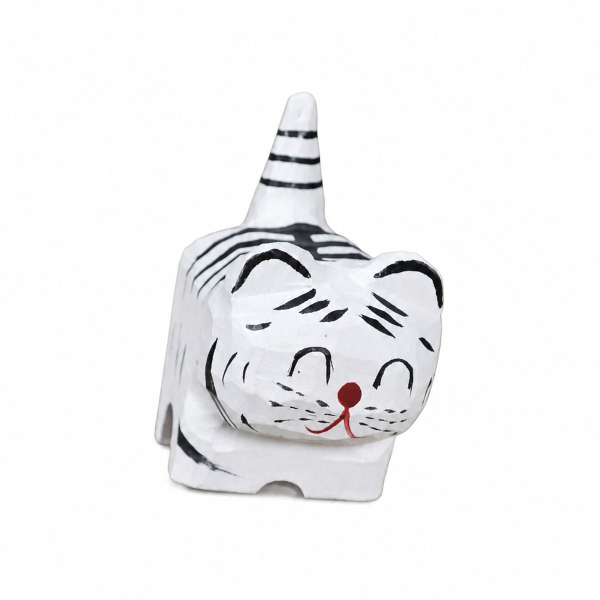 Coonli Hand Carved Wooden White Tiger Figurine – Animal Statue (4.3cm)