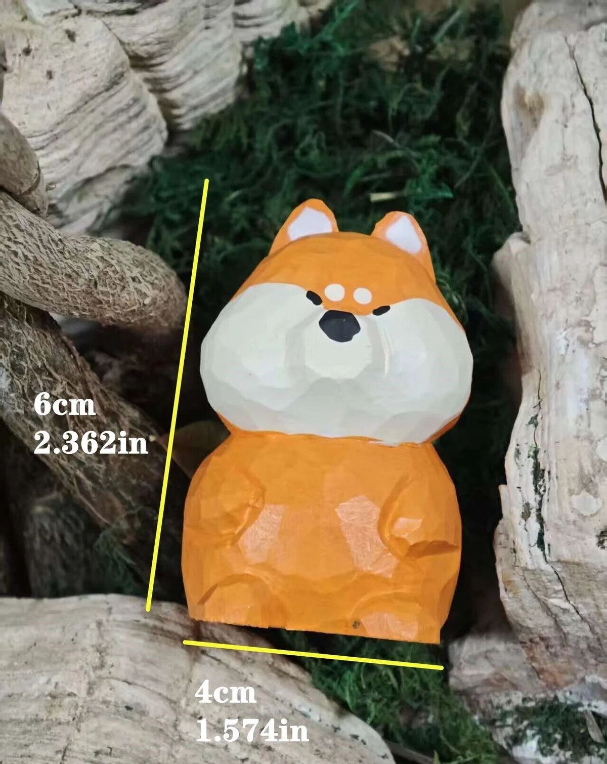 Coonli Hand Carved Wooden Fox Figurine – Animal Statue (6cm) 08