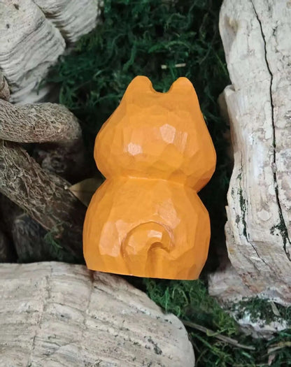 Coonli Hand Carved Wooden Fox Figurine – Animal Statue (6cm) 2