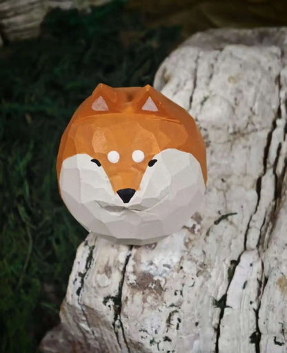 Coonli Hand Carved Wooden Shiba Inu Figurine – Dog Statue (4.5cm)