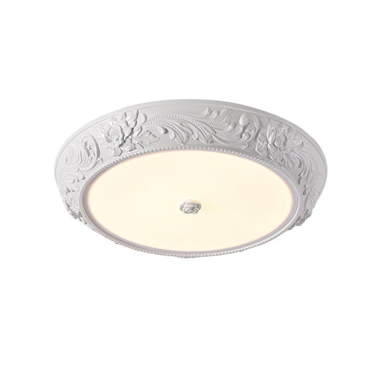 Coonli Vintage Carved LED Ceiling Light - Floral Resin & Zinc Alloy Flush Mount.