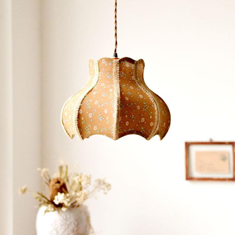 Vintage Floral Pattern Fabric Pendant Light