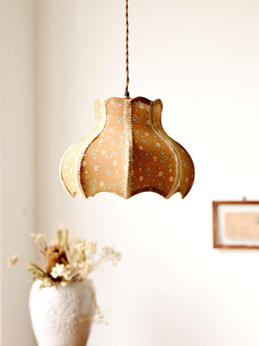Vintage Floral Pattern Fabric Pendant Light