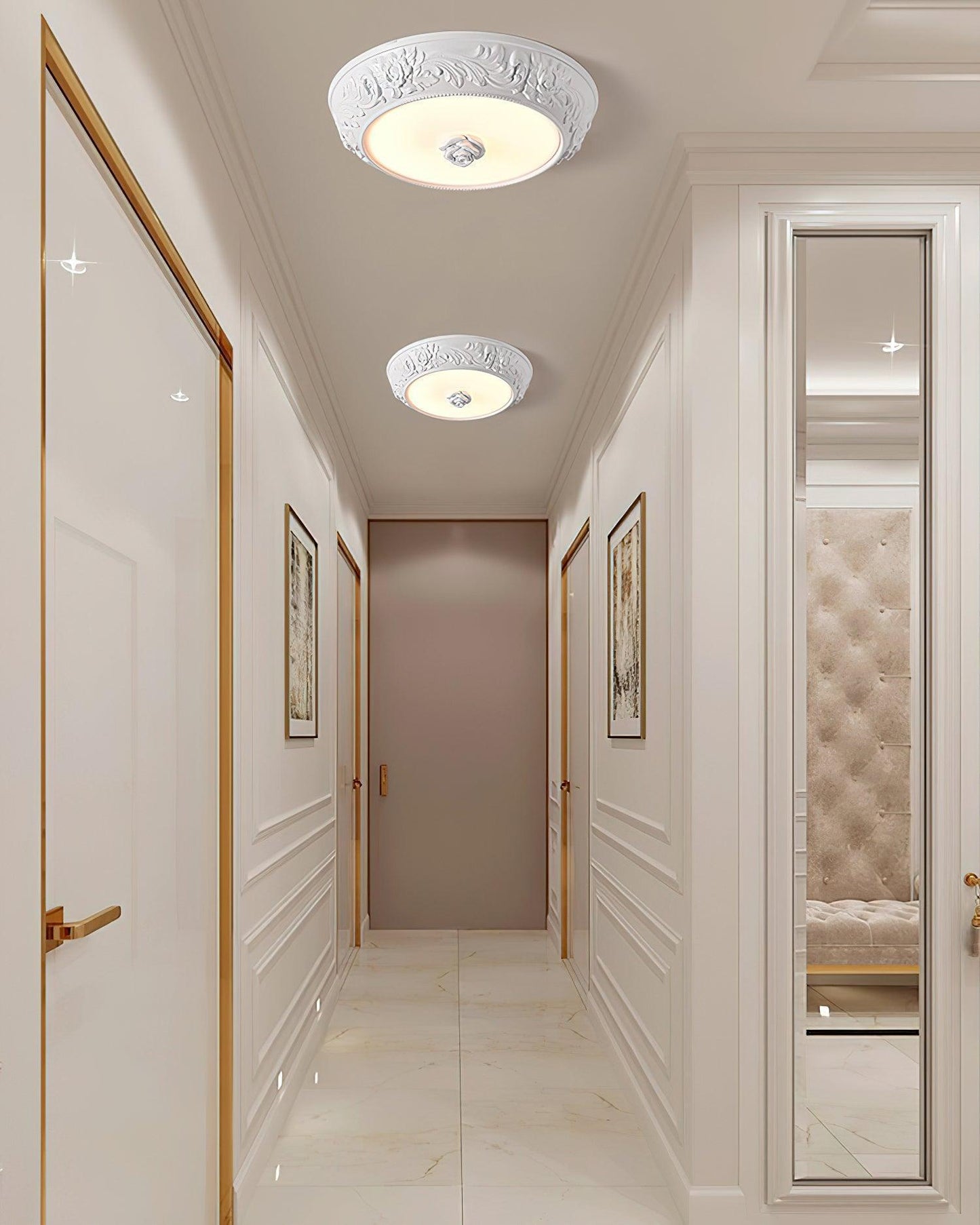 Vintage Carved LED Ceiling Light