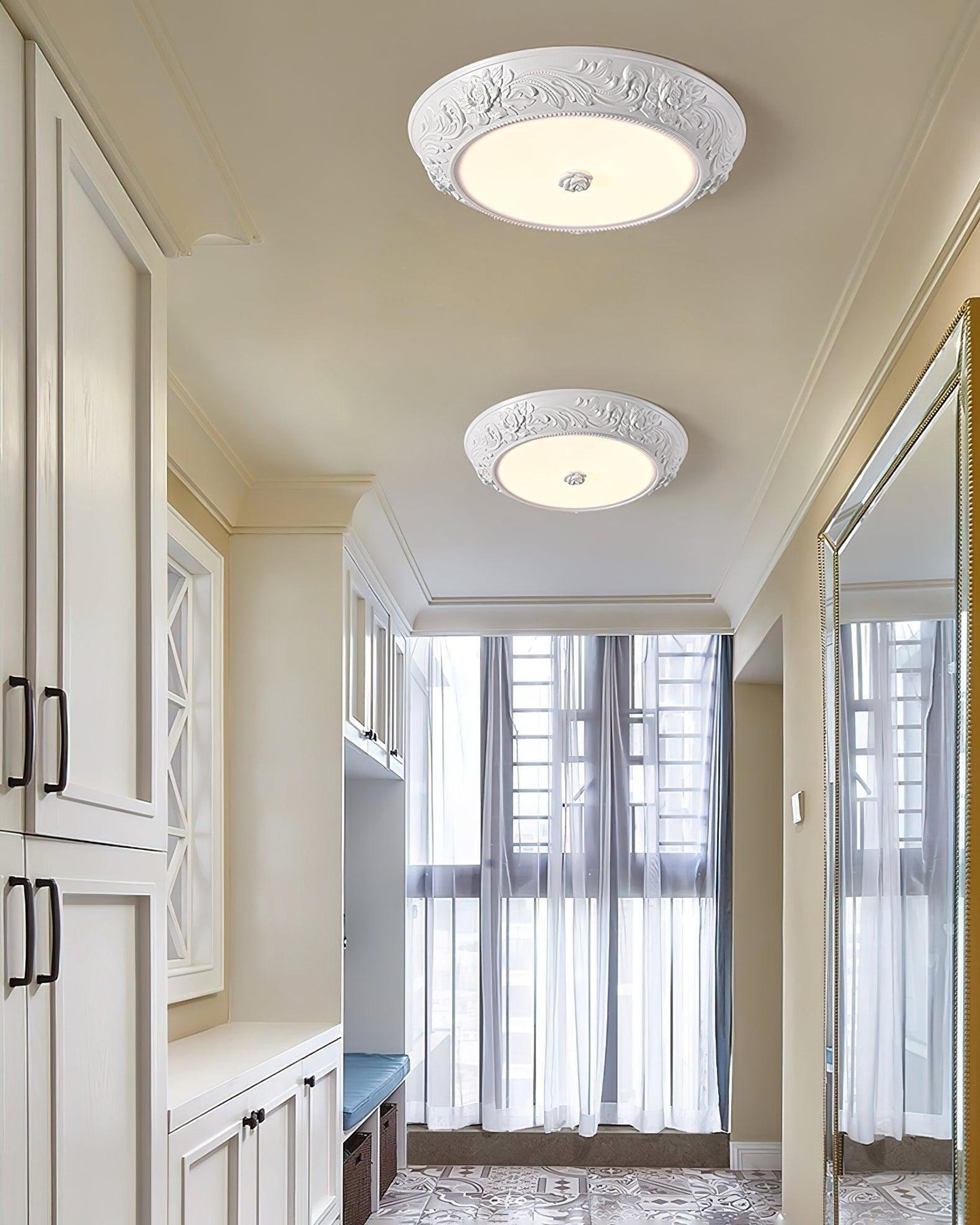 Vintage Carved LED Ceiling Light