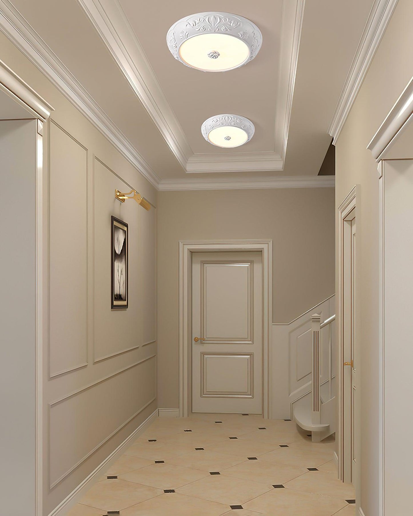 Vintage Carved LED Ceiling Light