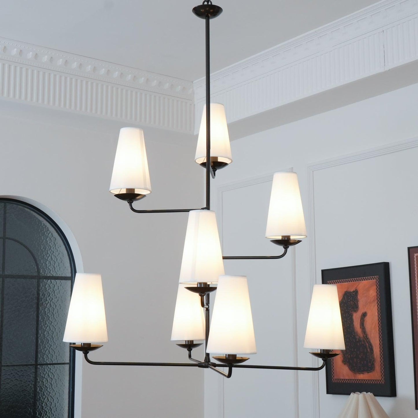 Modern Brass Fabric Chandelier