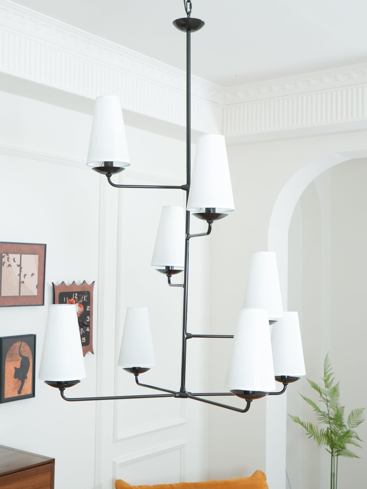 Modern Brass Fabric Chandelier