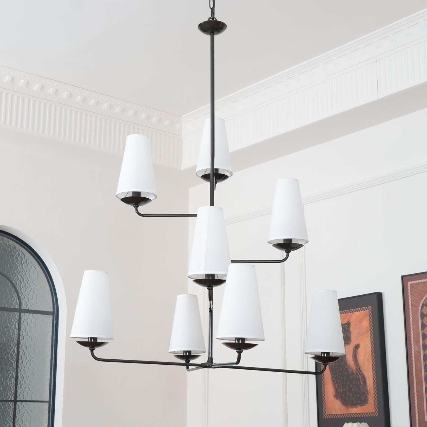 Modern Brass Fabric Chandelier