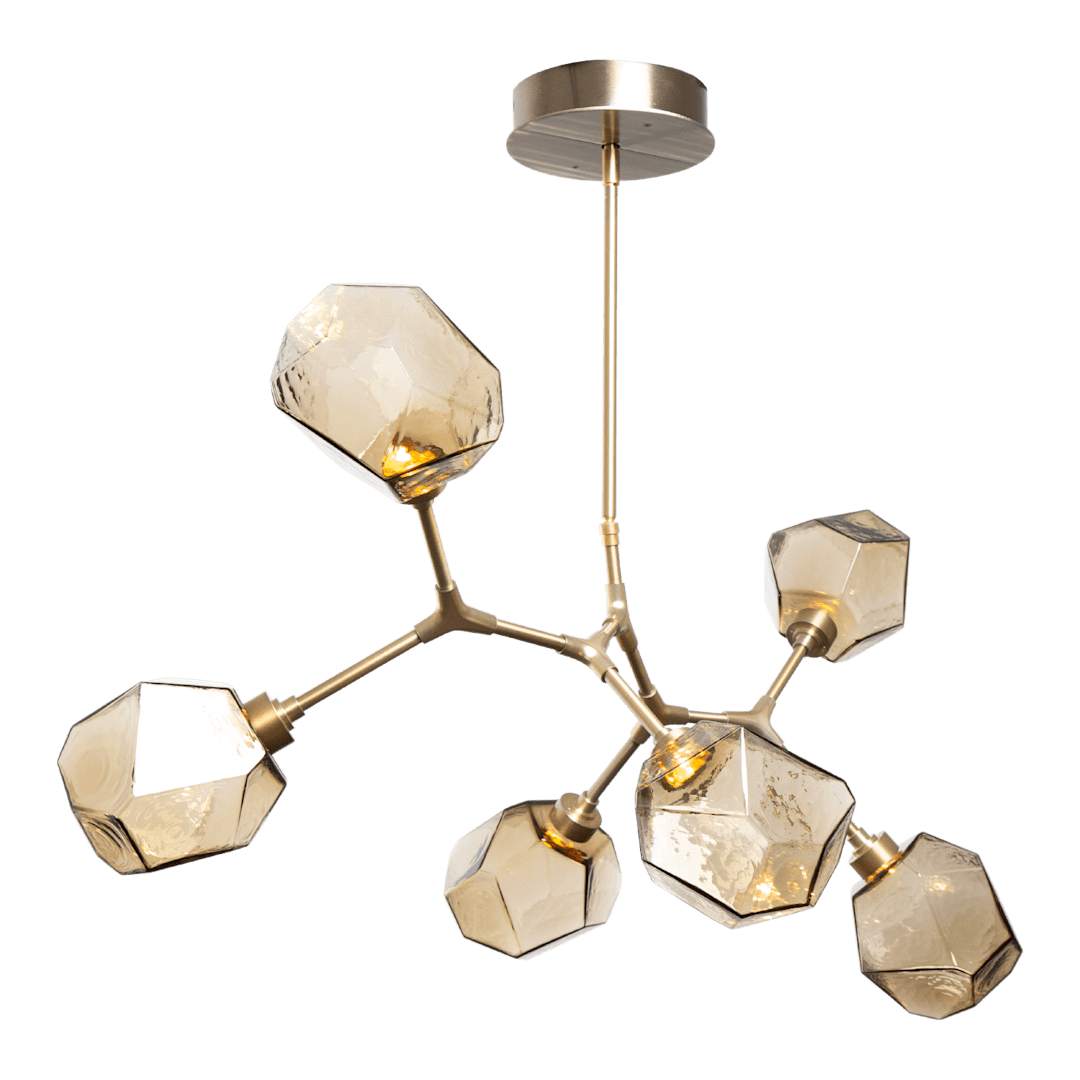 Gem 38" Wide 6 Light Hand Blown Glass LED Modern Branch Chandelier