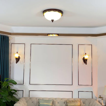 Vintage Carved Resin Glass Ceiling Light