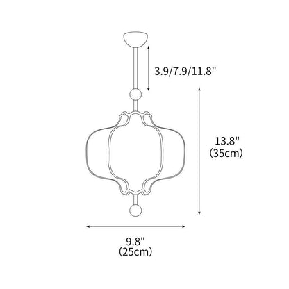 Oriental Lantern Wood Cloth Metal Pendant Light