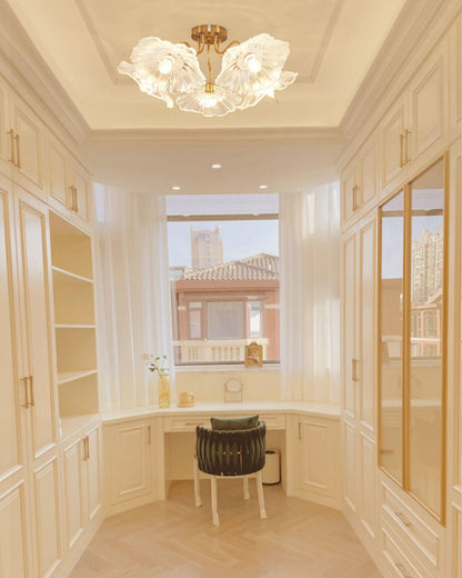 Vintage Floral Metal Glass Ceiling Light