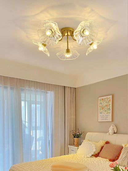 Vintage Floral Metal Glass Ceiling Light