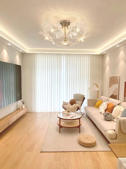 Vintage Floral Metal Glass Ceiling Light