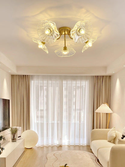 Vintage Floral Metal Glass Ceiling Light