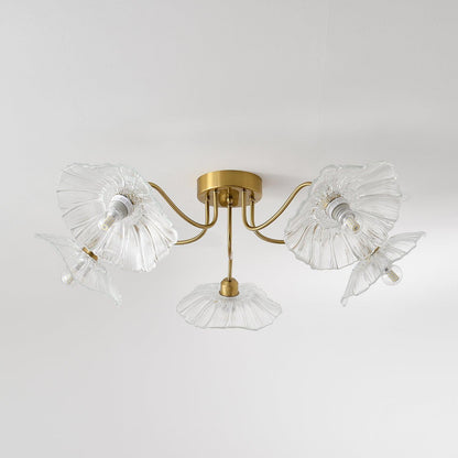 Vintage Floral Metal Glass Ceiling Light