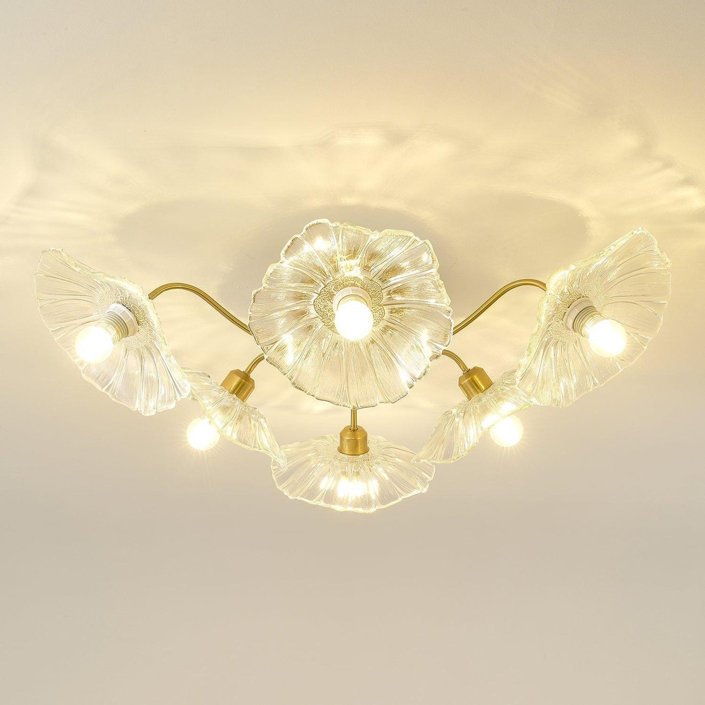 Vintage Floral Metal Glass Ceiling Light