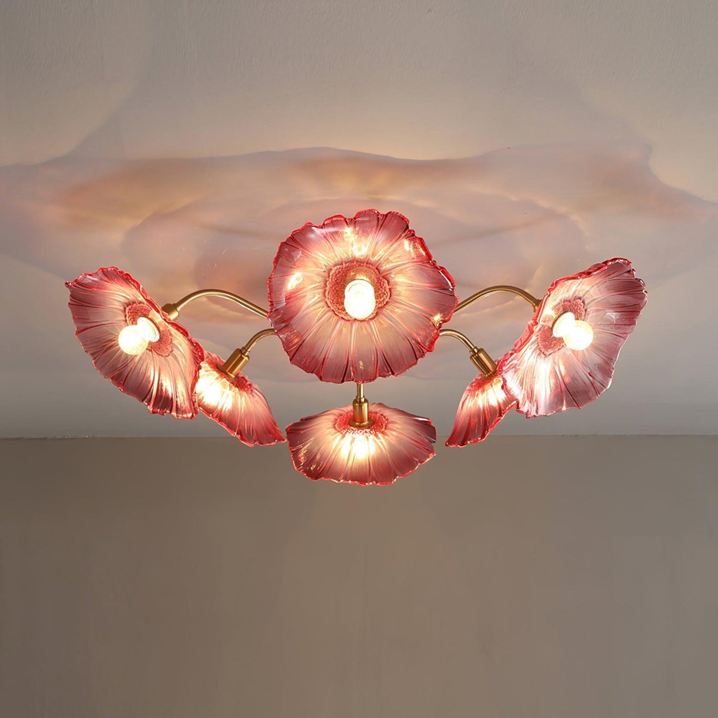 Vintage Floral Metal Glass Ceiling Light