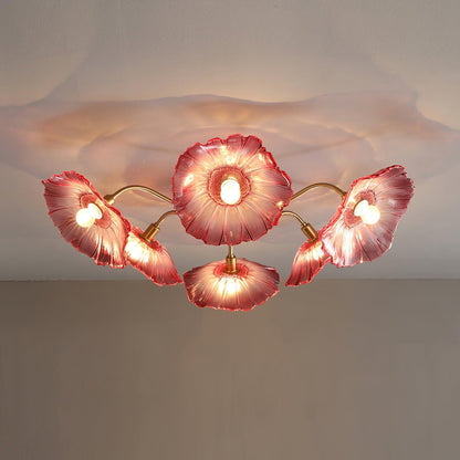 Vintage Floral Metal Glass Ceiling Light