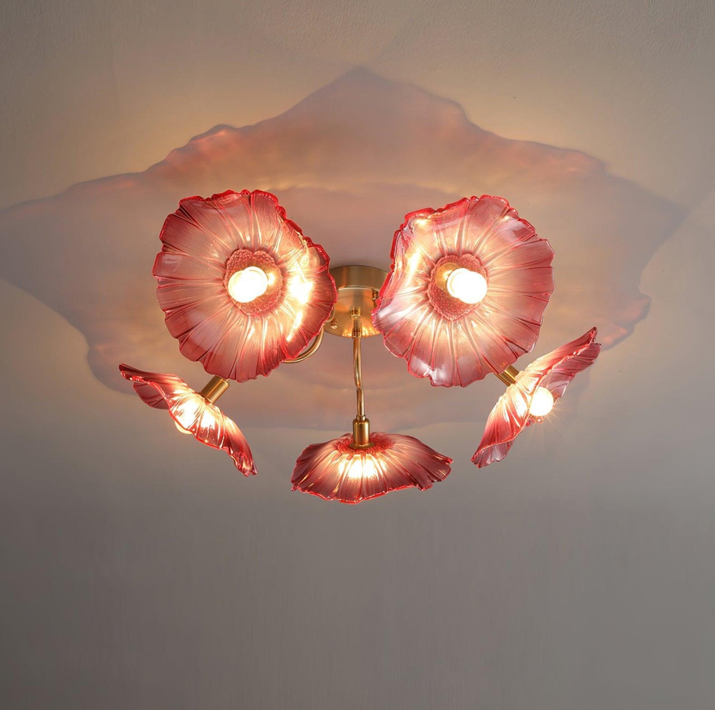 Vintage Floral Metal Glass Ceiling Light