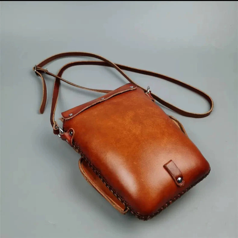 Owl Crossbody Bag for Women – Brown Leather Handmade Phone Bag – 20 cm 2
