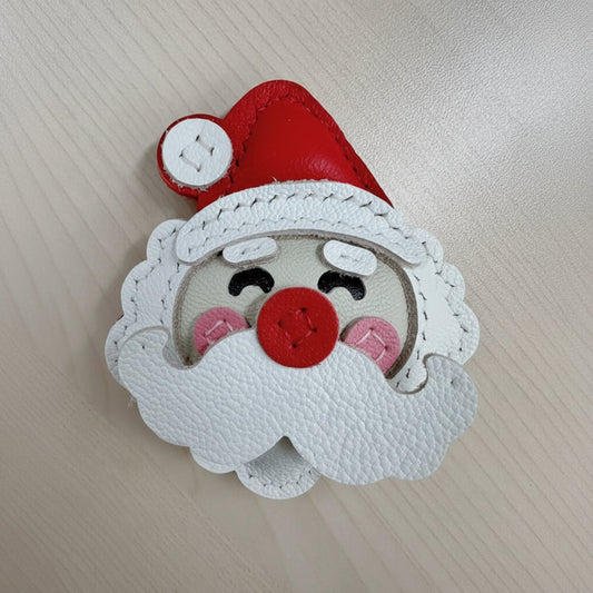 Santa Claus Fridge Magnet – Red & White Sheepskin Handmade Design – 7 cm