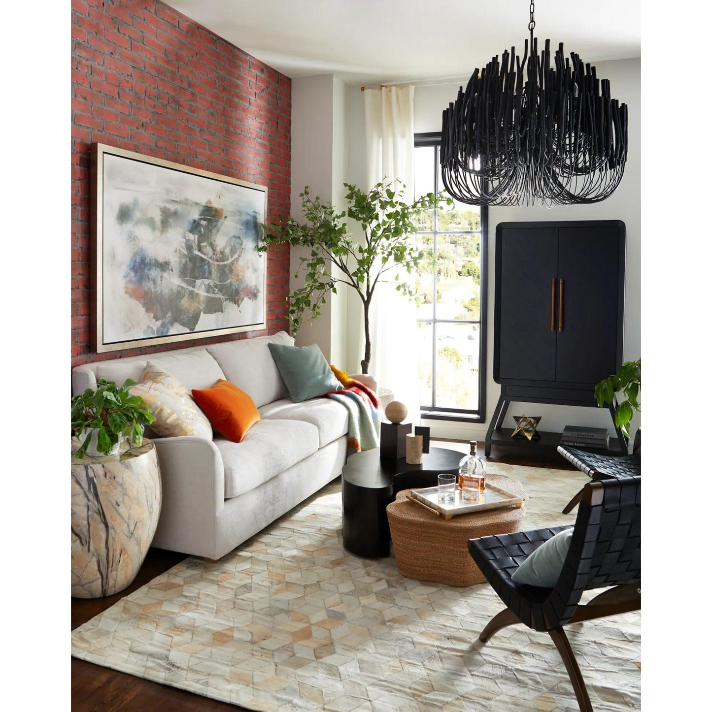 Modern White Black Chandelier