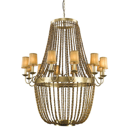 Anastasia 12 Light 49-1/4" Wide Beaded Empire Chandelier with Fabric Shades and Beaded Chains
