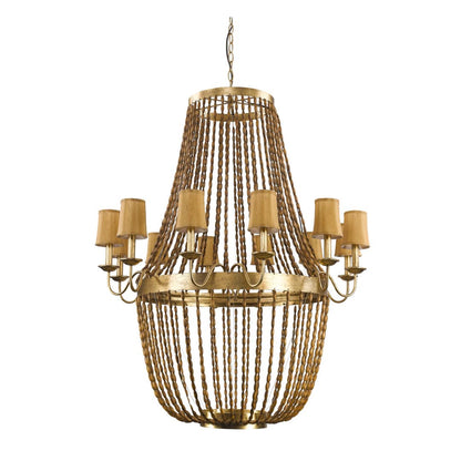 Anastasia 12 Light 49-1/4" Wide Beaded Empire Chandelier with Fabric Shades and Beaded Chains