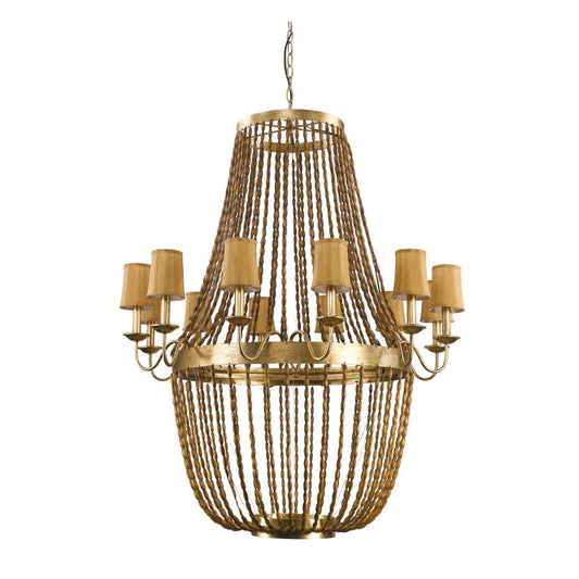 Anastasia 12 Light 49-1/4" Wide Beaded Empire Chandelier with Fabric Shades and Beaded Chains