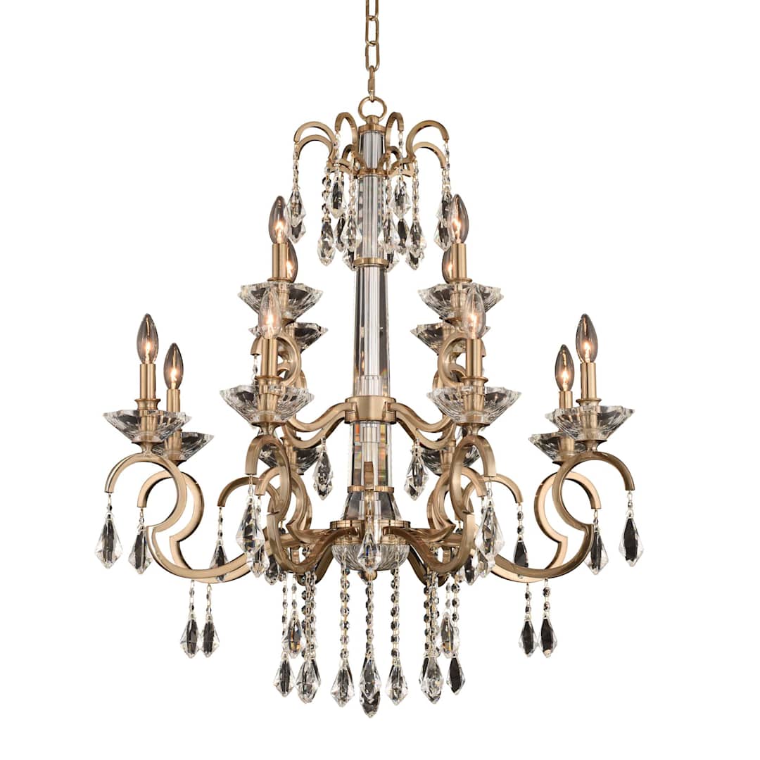 Valencia 12 Light 32" Wide Taper Candle Style Chandelier with Firenze Crystal