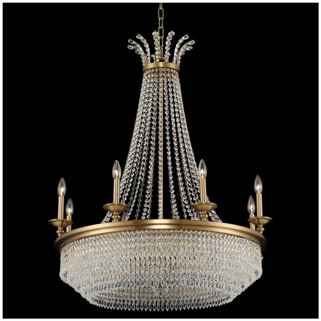 Tavo 12 Light 34" Wide Taper Candle Style Empire Chandelier with Firenze Crystal