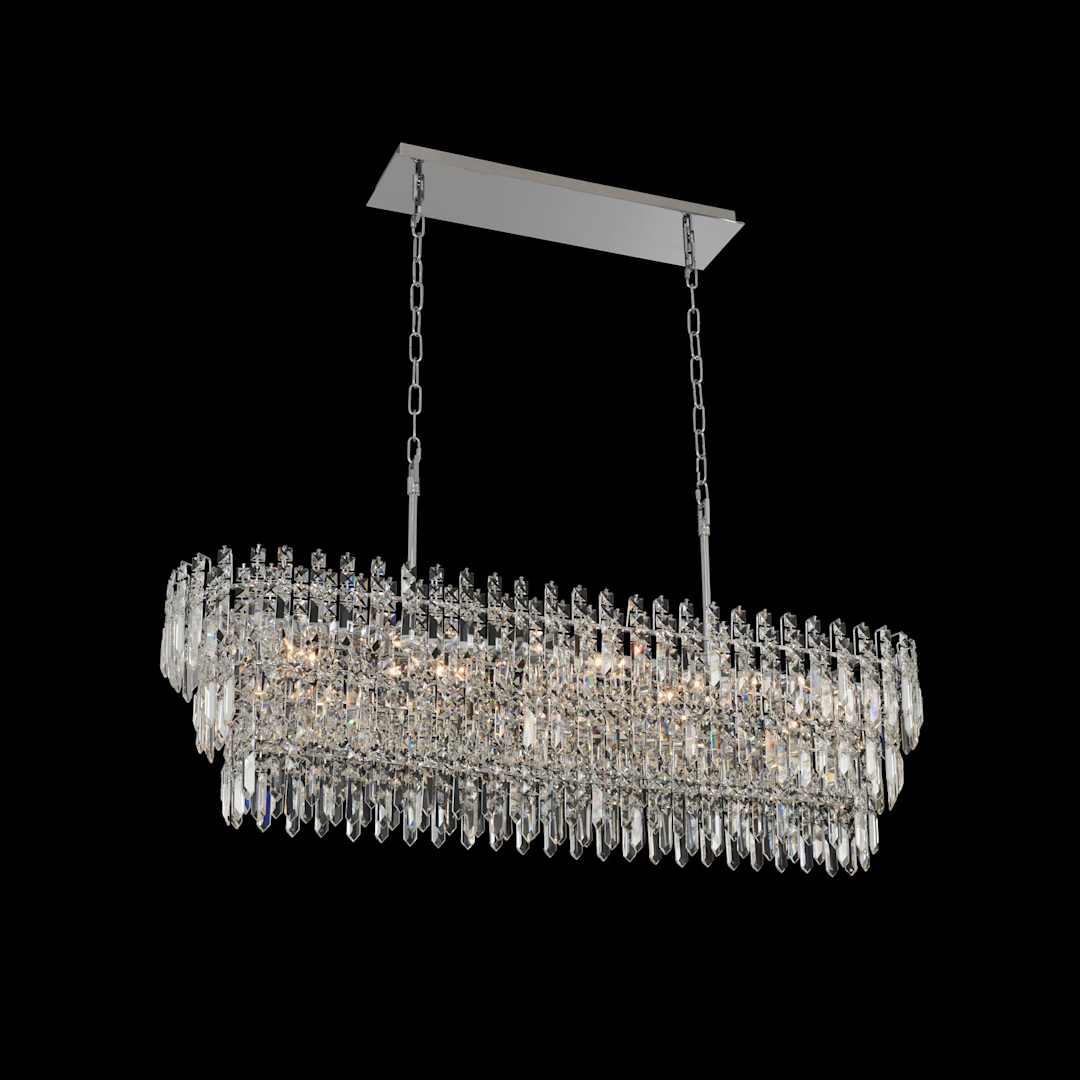 Pandoro 44" Wide Linear Waterfall Chandelier with Firenze Crystal