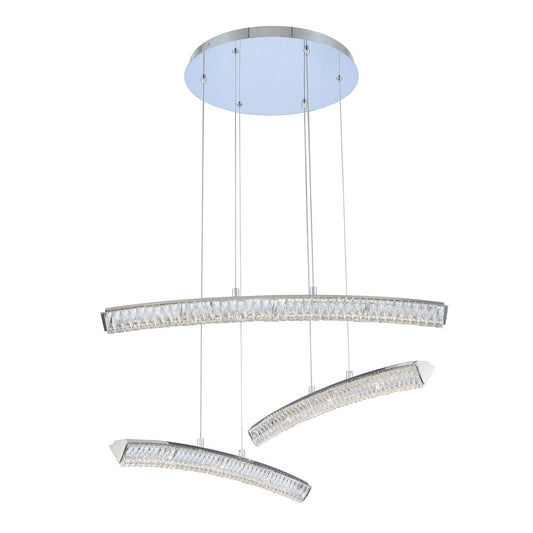 Aries 3 Light 35" Wide LED Multi Light Linear Pendant with Firenze Crystal