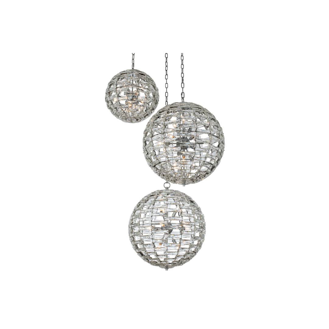 Alta 33 Light 46" Wide Crystal Multi Light Pendant - (1) 18" and (2) 26" Spheres
