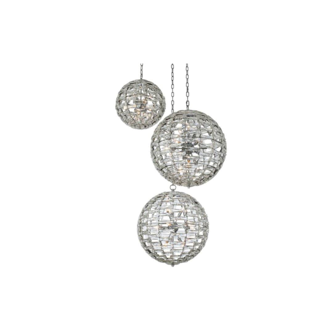 Alta 30 Light 46" Wide Crystal Multi Light Pendant - (2) 18" and (1) 26" Spheres