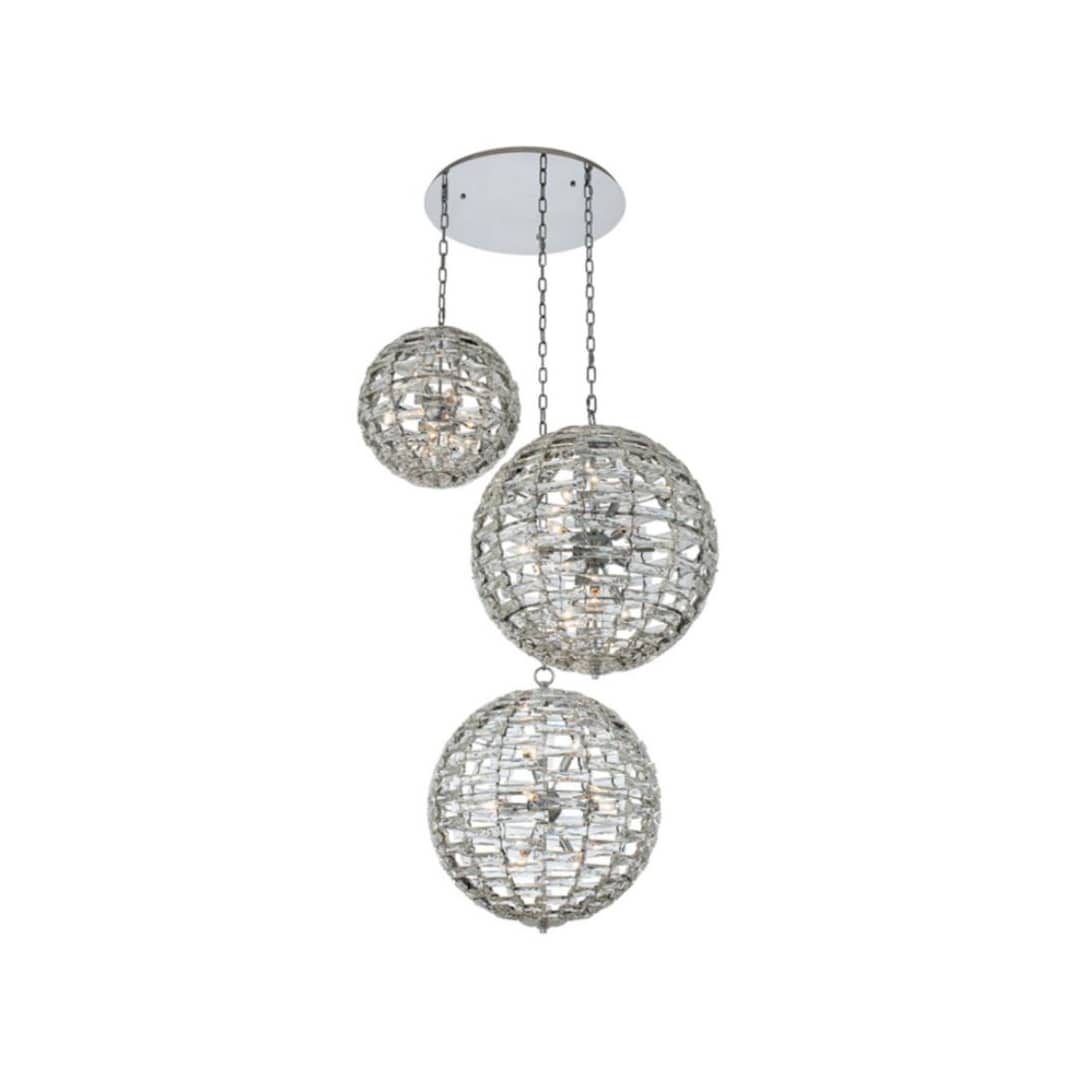Alta 30 Light 46" Wide Crystal Multi Light Pendant - (2) 18" and (1) 26" Spheres