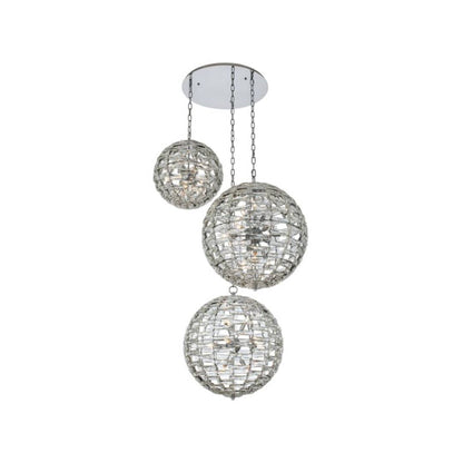 Alta 30 Light 46" Wide Crystal Multi Light Pendant - (2) 18" and (1) 26" Spheres