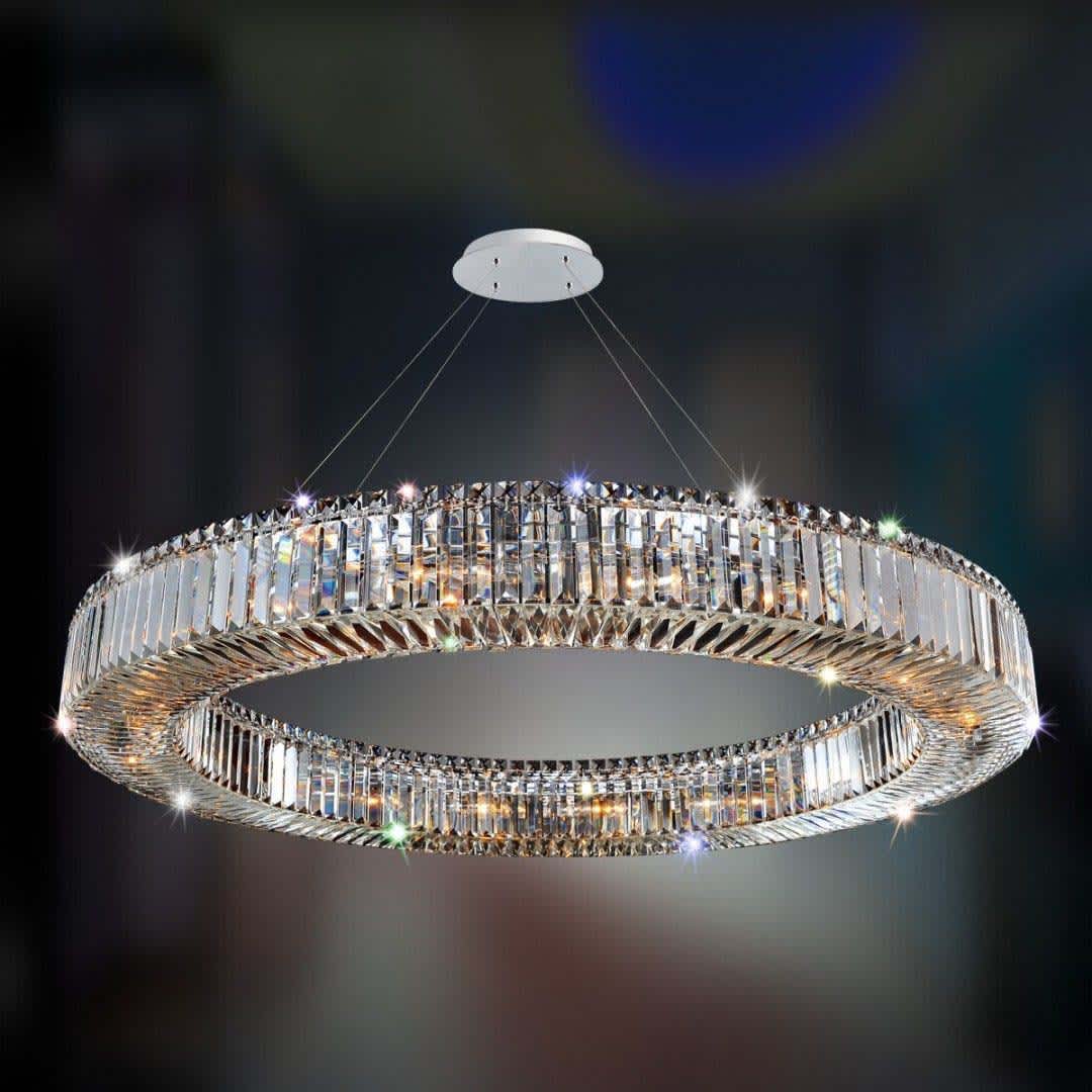 Rondelle 18 Light 47" Wide Crystal Pendant