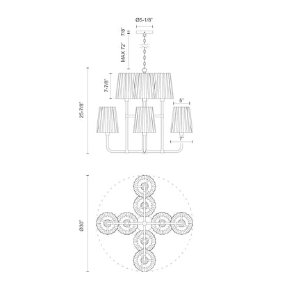 Plisse 8 Light 30" Wide Chandelier