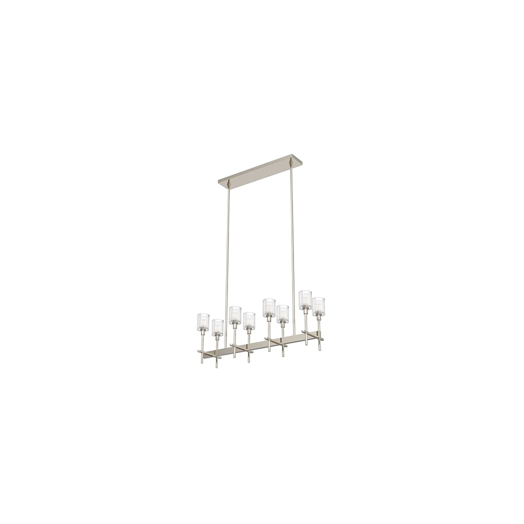 Salita 8 Light 35" Wide Crystal Linear Chandelier with Ribbed Crystal Shades
