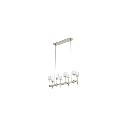 Salita 8 Light 35" Wide Crystal Linear Chandelier with Ribbed Crystal Shades