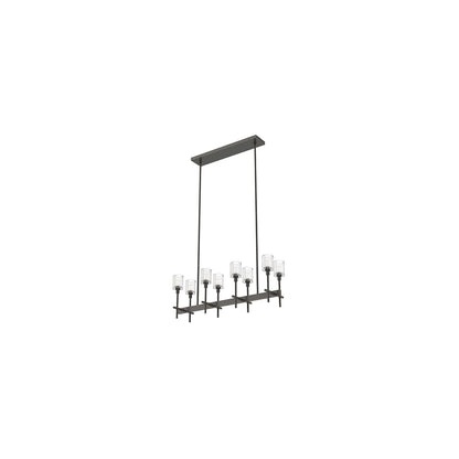 Salita 8 Light 35" Wide Crystal Linear Chandelier with Ribbed Crystal Shades