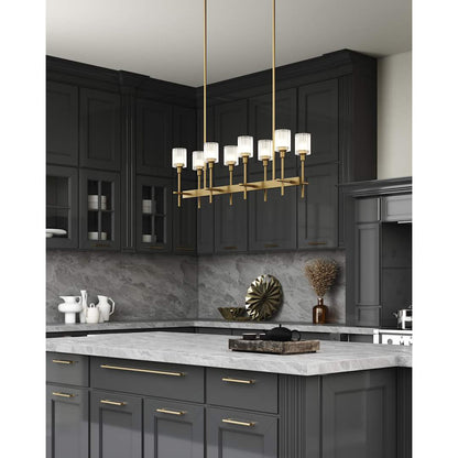 Salita 8 Light 35" Wide Crystal Linear Chandelier with Ribbed Crystal Shades