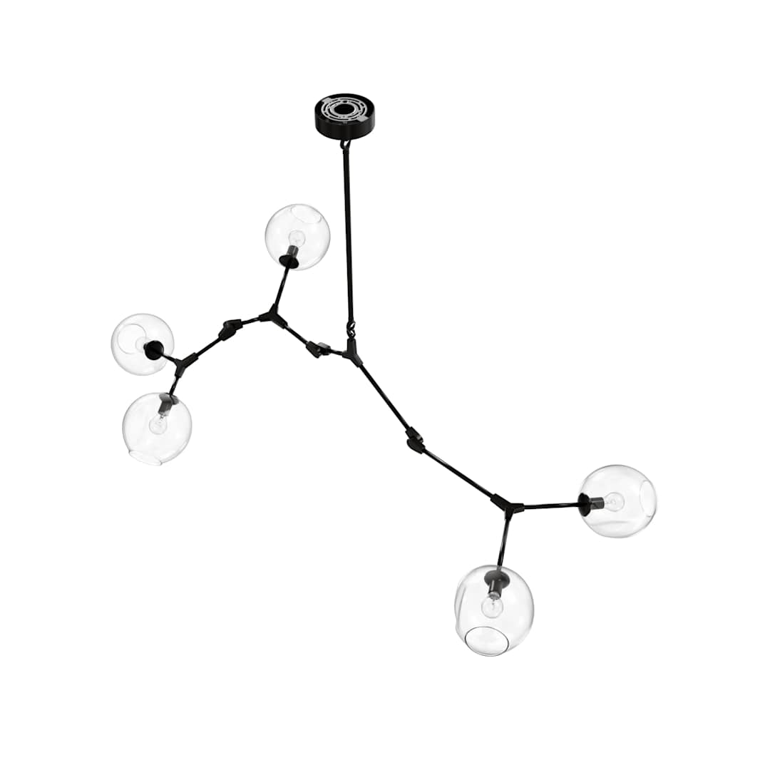 Fairfax Ave. 5 Light 66" Wide Abstract Chandelier with Hand-Blown Glass Shades