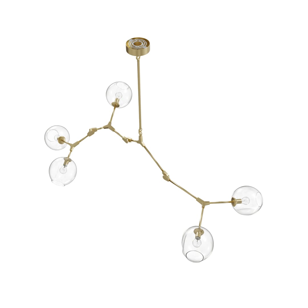 Fairfax Ave. 5 Light 66" Wide Abstract Chandelier with Hand-Blown Glass Shades